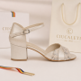 Sandale dama elegante bej din piele naturala cu toc de 6 cm MRSDACRM